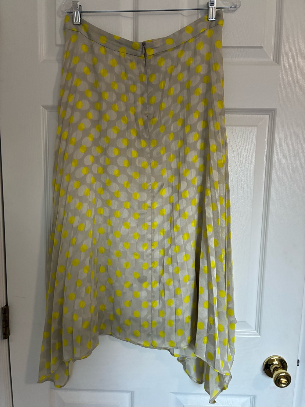 Zara Cream Asymmetrical Skirt with Yellow Polka Dots - Picture 2 of 3